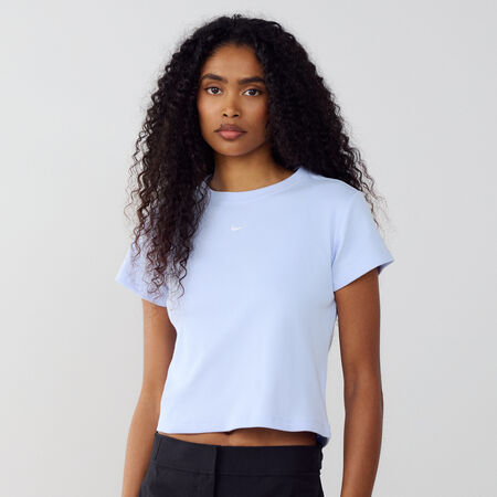 NIKE TEE TIGHT RIB BLAUW DAMES