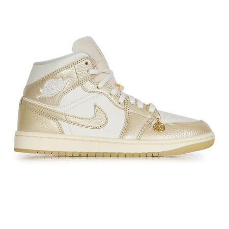 JORDAN AIR JORDAN 1 MID SHIMMER WIT/GOUD DAMES