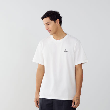 CONVERSE TEE SHIRT STAR CHEVRON EMBROIDERED WIT/ZWART HEREN