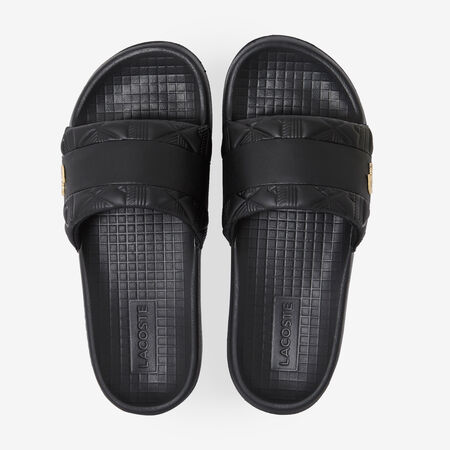 LACOSTE SERVE SLIDE HYBRID MONOGRAM ZWART HEREN