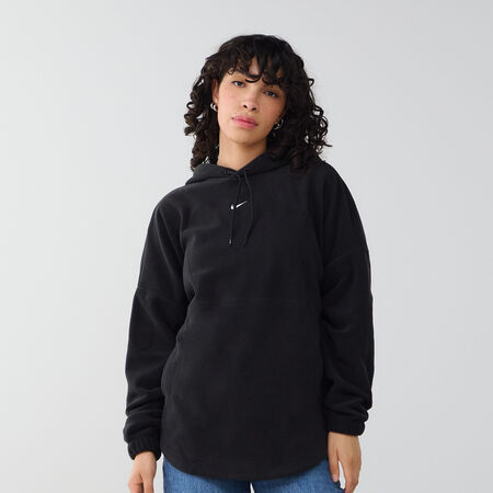 NIKE HOODIE HALF-ZIP POLAR NOIR/BLANC DAMES