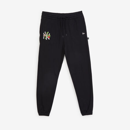 NEW ERA PANT JOGGER NY YANKEES FLORAL EMBRO LOGO ZWART/WIT HEREN