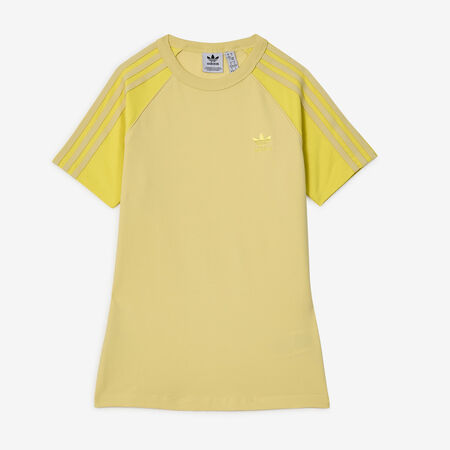 ADIDAS ORIGINALS TEE SHIRT SLIM 3 STRIPES GEEL DAMES