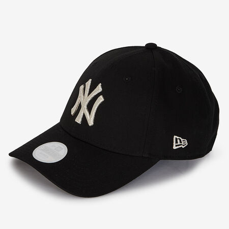 NEW ERA 9FORTY WOMEN NY METALLIC LOGO ZWART/WIT DAMES
