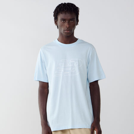 NEW BALANCE TEE SHIRT FLYING LOGO BLAUW/WIT HEREN