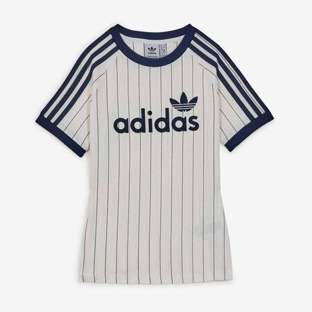 ADIDAS ORIGINALS TEE SHIRT SLIM 3 STRIPES BEIGE/ZWART DAMES