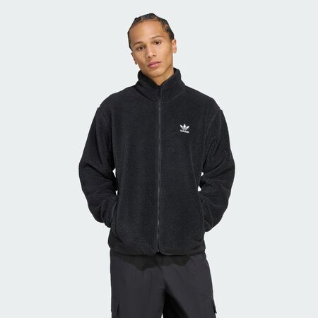 JACKET FZ TEDDY FLEECE : ZWART/WIT