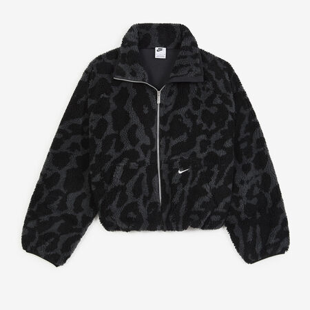NIKE JACKET FZ SHERPA AOP ZWART/BEIGE DAMES