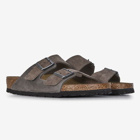 BIRKENSTOCK ARIZONA LEATHER MIX GRIJS/BRUIN HEREN