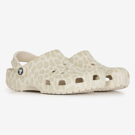 CROCS CLASSIC CLOG LEOPARD WIT/BEIGE DAMES