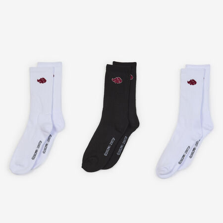 NARUTO CHAUSSETTES X3 CREW AKATSUKI WIT/ROOD UNISEX