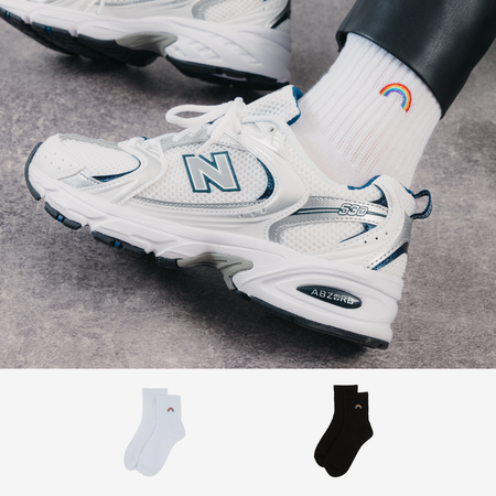 COURIR MID CREW RAINBOW 2SET WIT/ZWART UNISEX