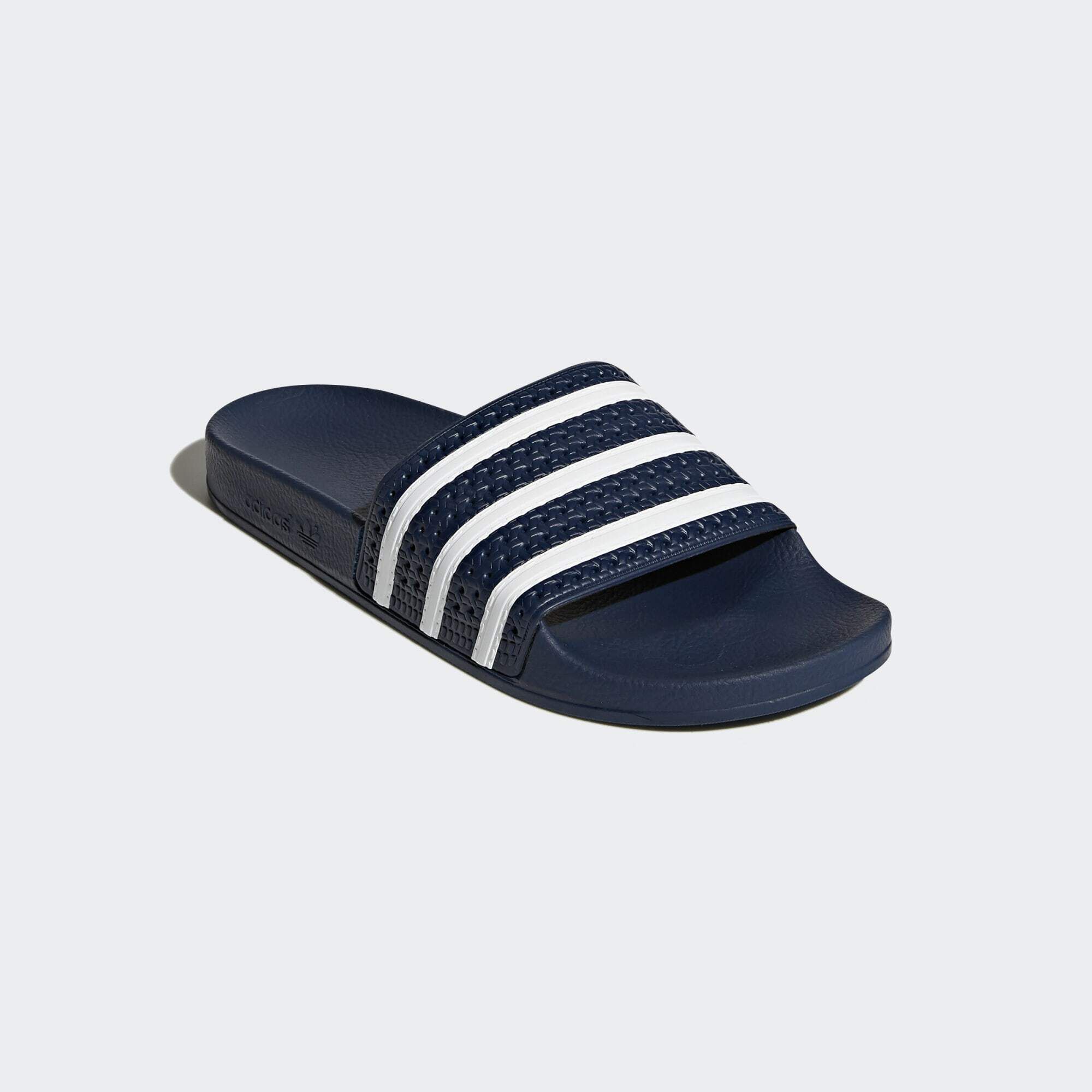 Adidas slides navy best sale and white