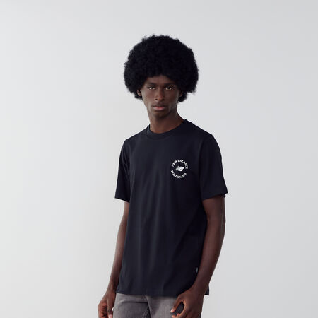 NEW BALANCE TEE SHIRT CHEST LOGO ZWART/WIT HEREN