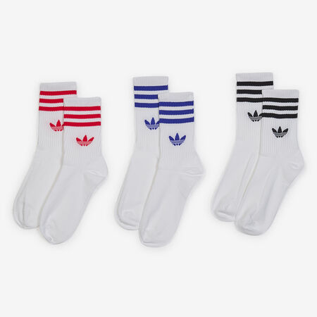 ADIDAS ORIGINALS CHAUSSETTES X3 CREW 3 STRIPES WIT/ROOD UNISEX
