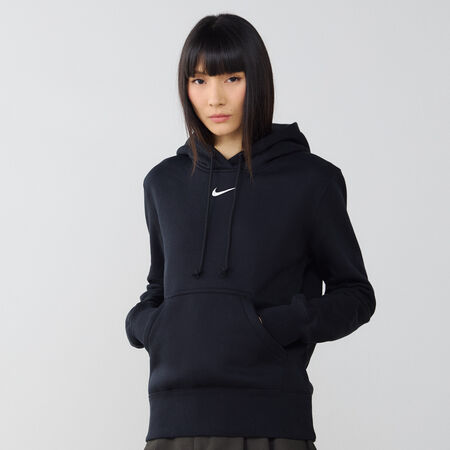 NIKE HOODIE CLUB CENTERED LOGO ZWART/WIT DAMES