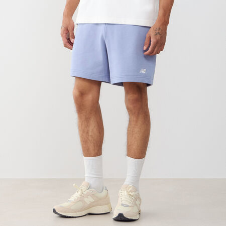 NEW BALANCE SHORT ESSENTIALS SMALL LOGO BLAUW/WIT HEREN