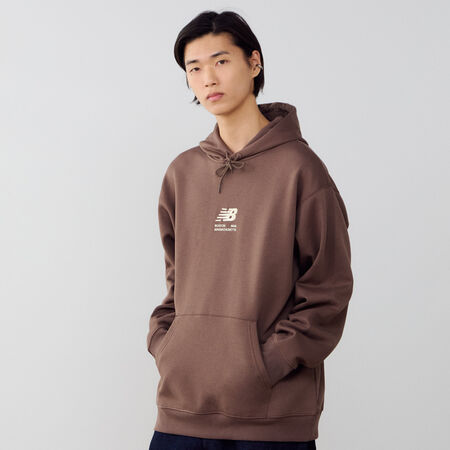 NEW BALANCE HOODIE BOSTON LOGO BRUIN/BEIGE HEREN