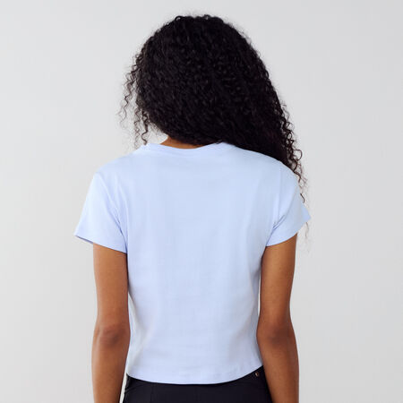 NIKE TEE TIGHT RIB BLAUW DAMES
