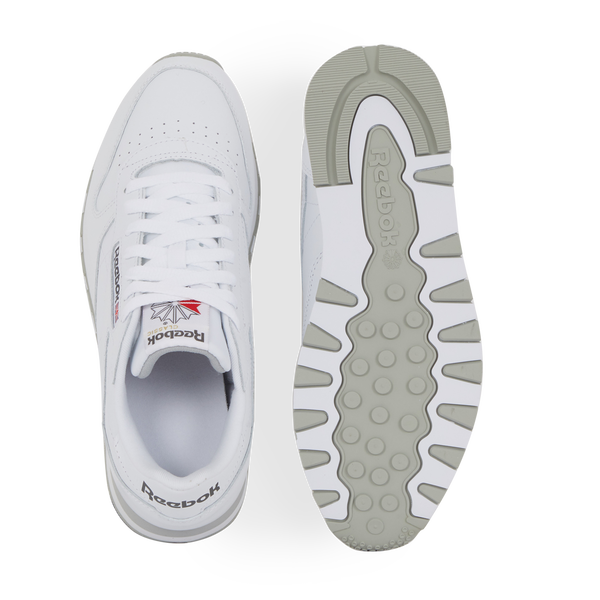 Reebok classic white and grey 2024 leather trainers