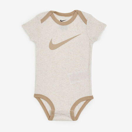 NIKE 3 PC SET BODYSUIT HAT BOOTIE SWOOSH BEIGE BABY