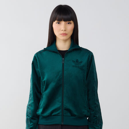 ADIDAS ORIGINALS JACKET FZ ADICOLOR VELVET GROEN DAMES