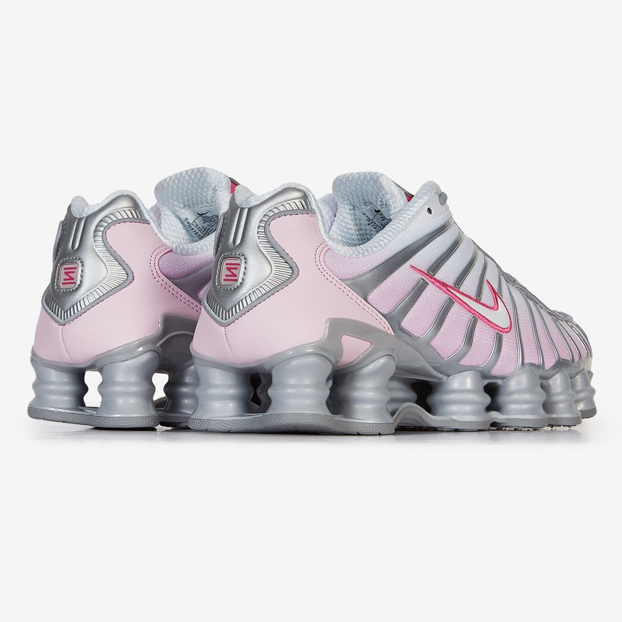 gray and pink nike shox
