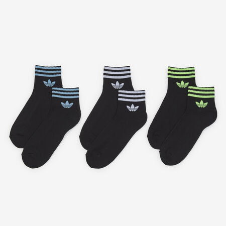 ADIDAS ORIGINALS CHAUSSETTES X3 ANKLE HALF-CUSHIONED ZWART/BLAUW UNISEX