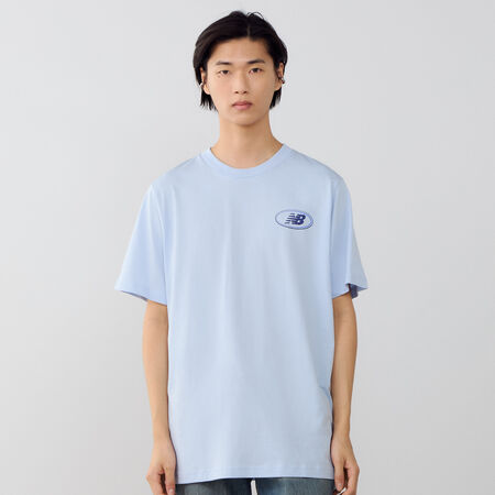 NEW BALANCE TEE SHIRT OVAL LOGO BLAUW HEREN