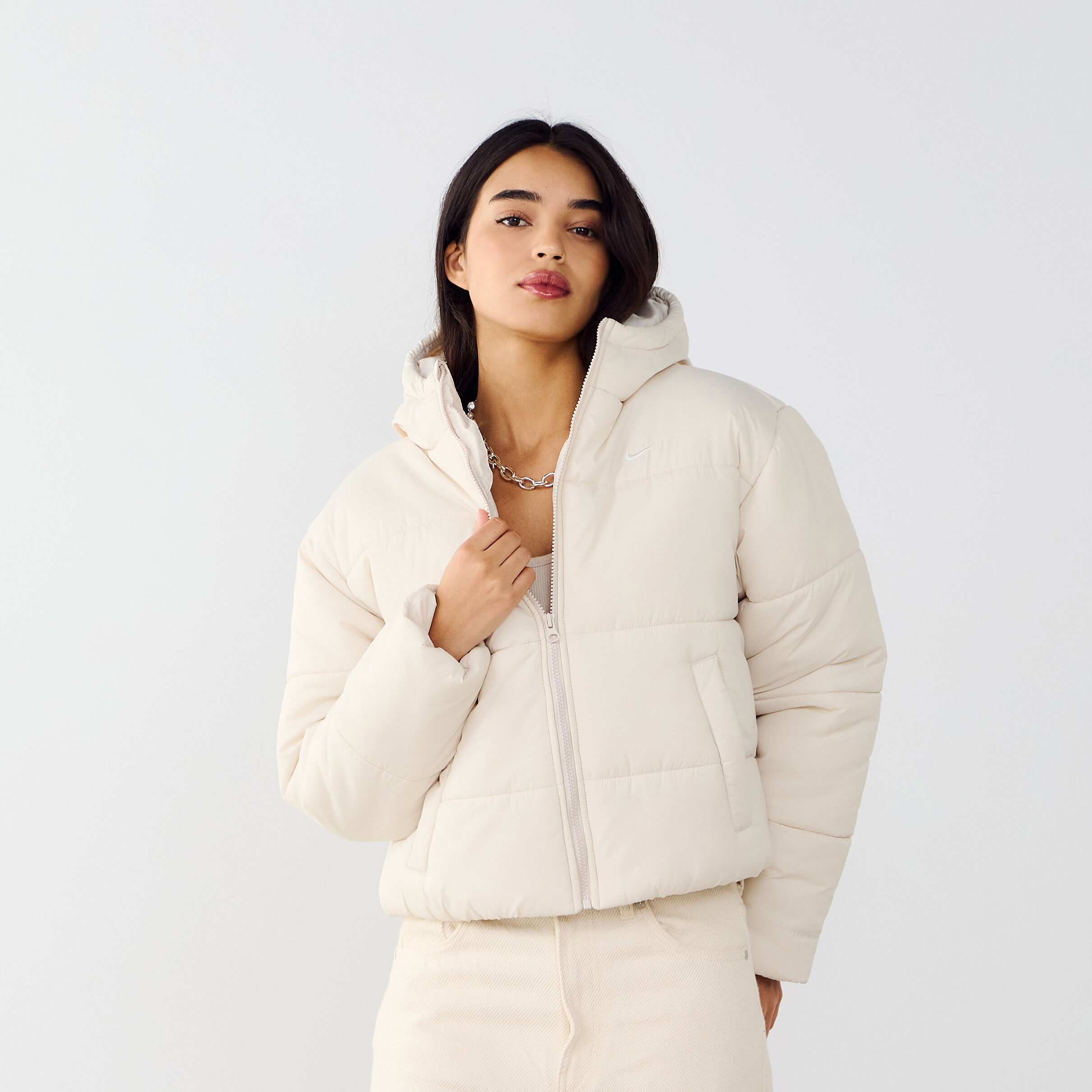 peach nike puffer jacket