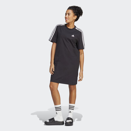 ADIDAS SPORTSWEAR Robe t-shirt en jersey coupe boyfriend Essentials 3-Stripes Black DAMES
