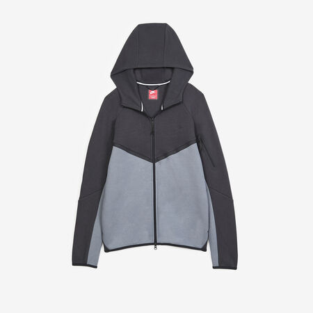 JACKET TECH FLEECE FZ : ZWART/GRIJS