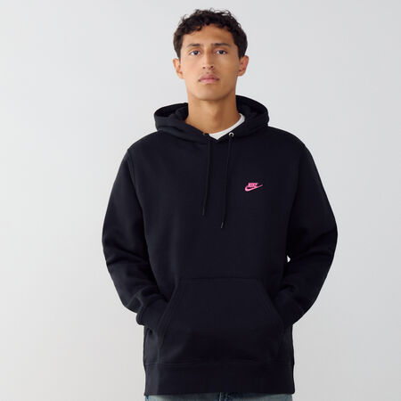 HOODIE CLUB SMALL LOGO : ZWART/ROZE