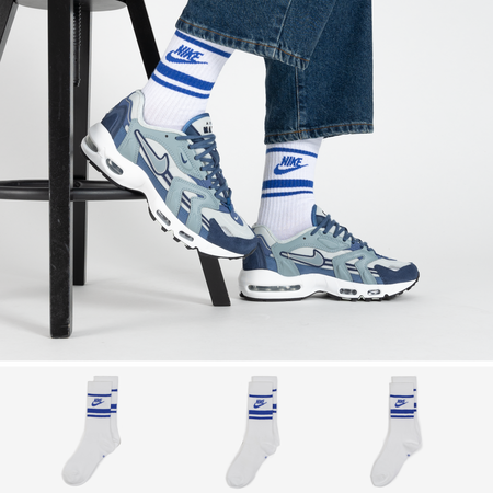 NIKE CHAUSSETTES X3 CREW STRIPE BLANC/BLEU UNISEX