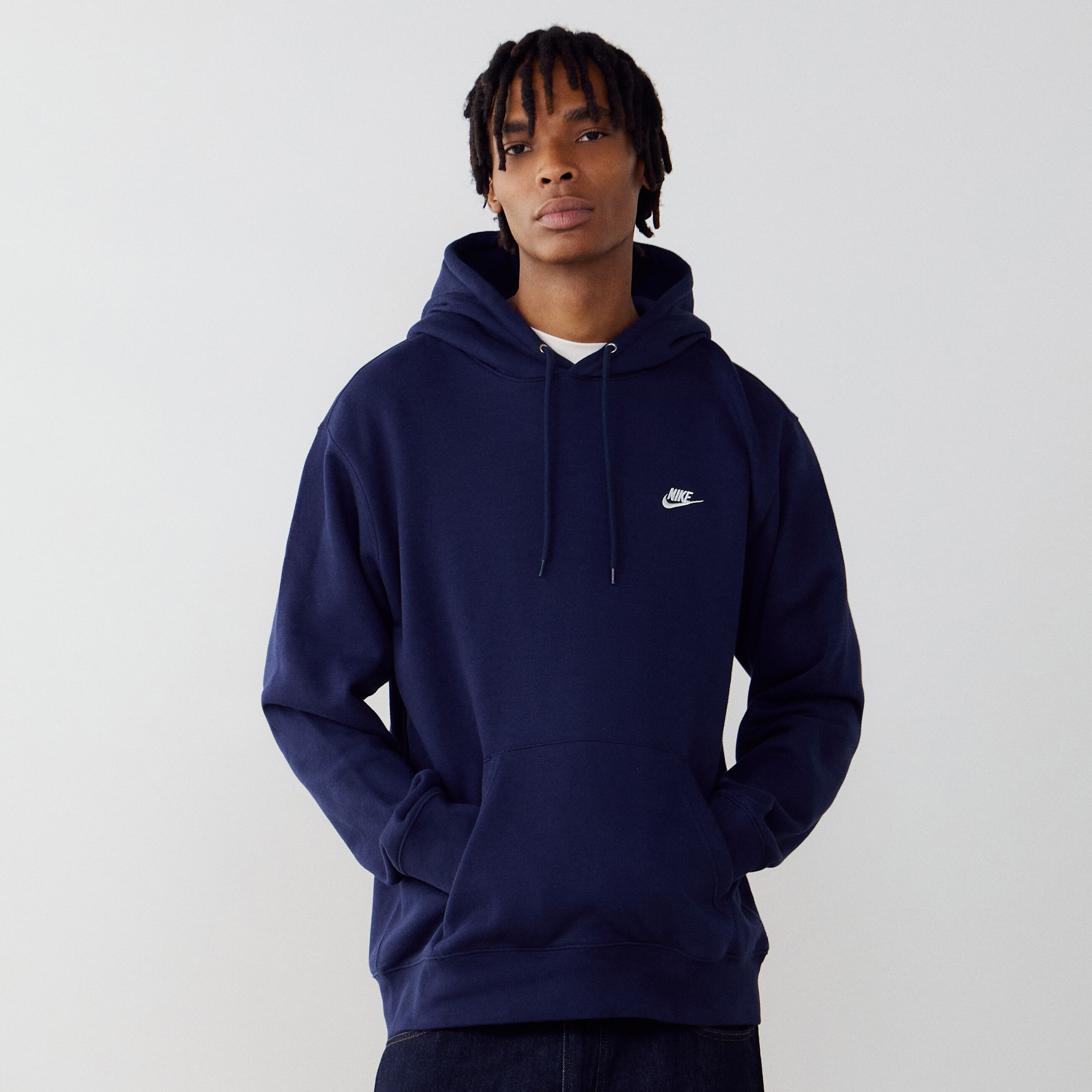 nike hoodie club small logo psychic blue
