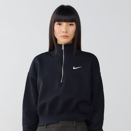NIKE SWEAT CROP ZIP STYLE NOIR DAMES