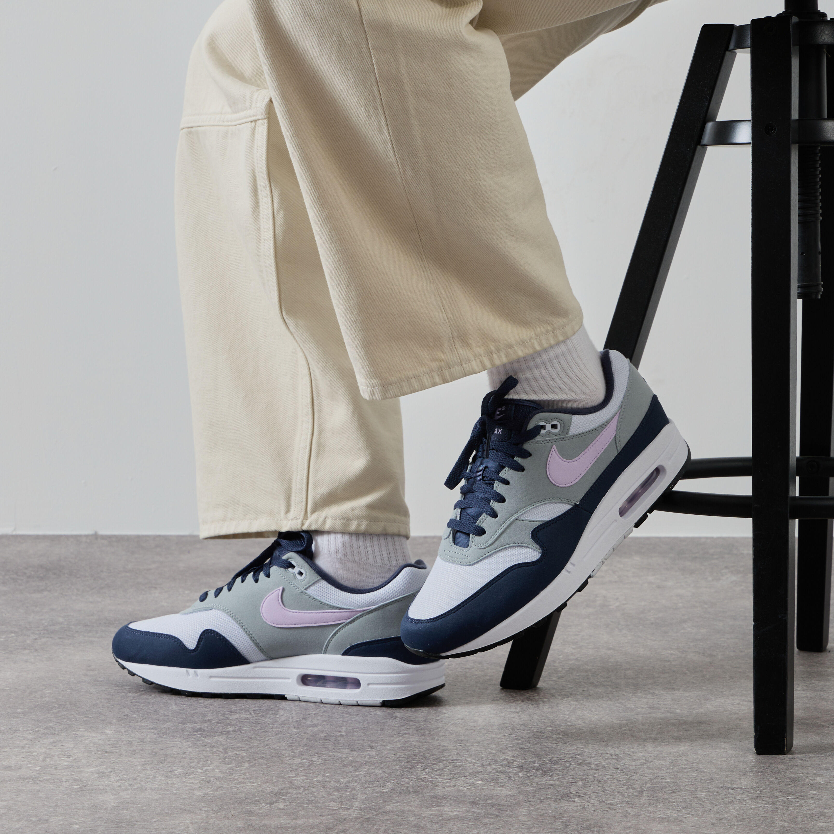 Nike air max 1 blauw grijs outlet