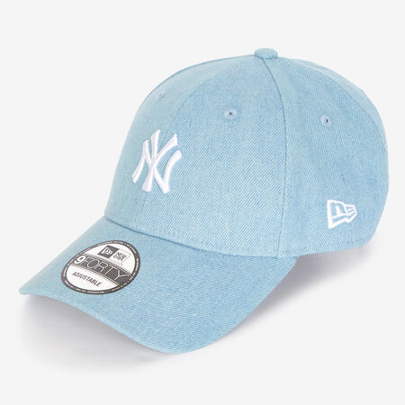 NEW ERA 9FORTY NY DENIM EMBROIDERY LOGO BLAUW/WIT HEREN