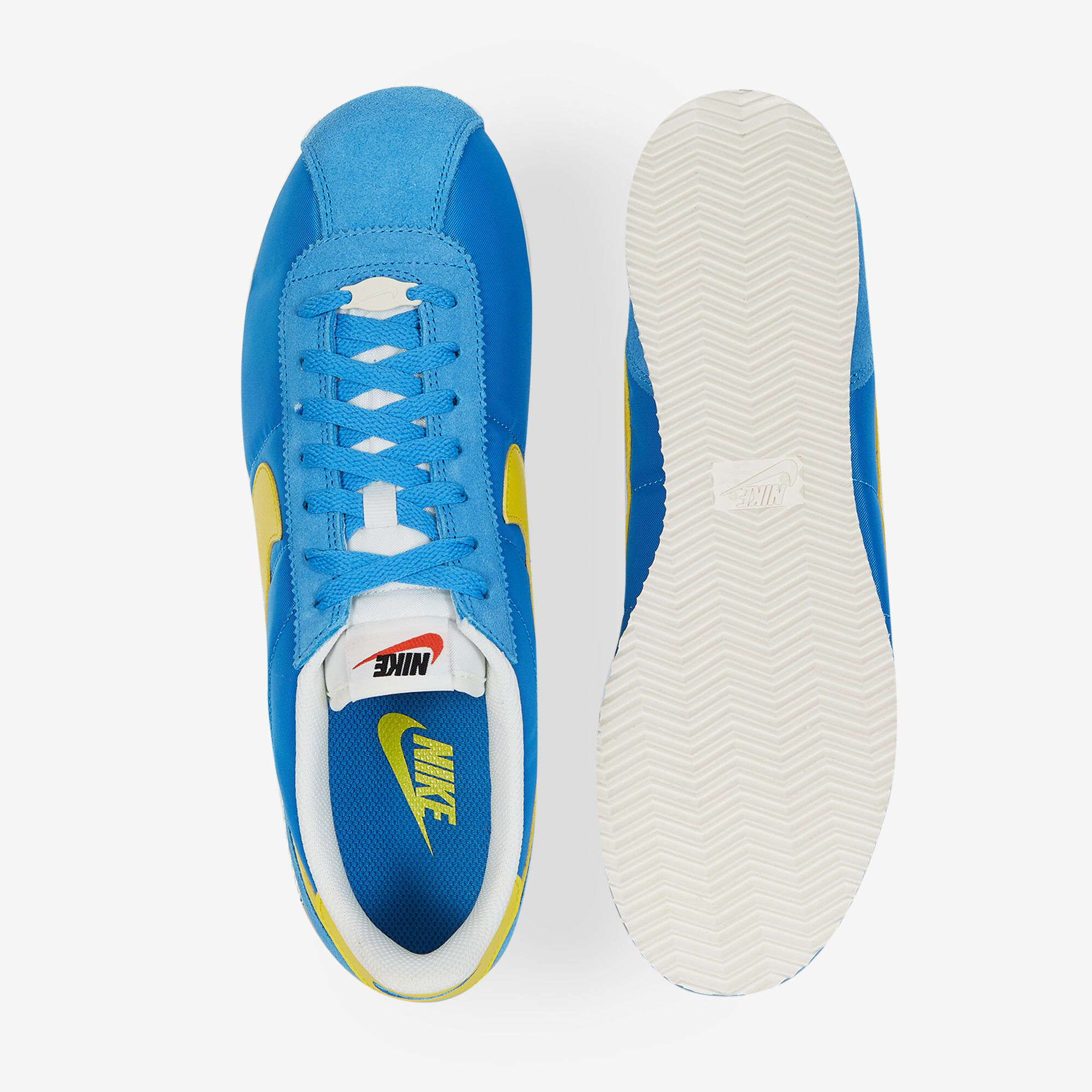 nike cortez yellow and blue