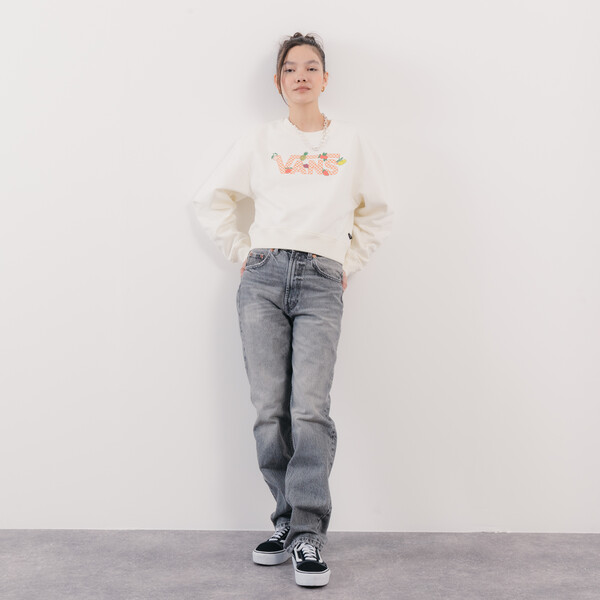 SWEATER CREW CROPPED CHECKERBOARD