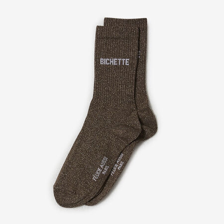 FELI CHAUSSETTES CREW BICHETTE GLITTER BRUIN DAMES