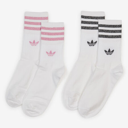 ADIDAS ORIGINALS CHAUSSETTES X2 MID CUT GLITTER ZWART/ROZE DAMES
