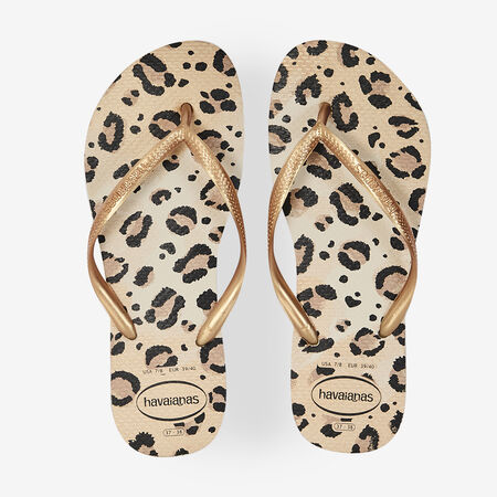 HAVAIANAS SLIM ANIMALS GOUD/ZWART DAMES