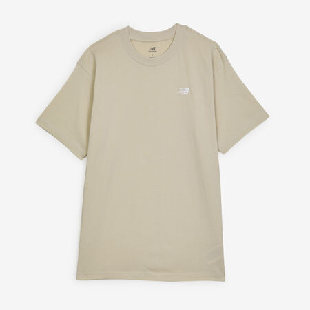 NEW BALANCE TEE SHIRT SMALL LOGO ESSENTIALS BEIGE/WIT HEREN