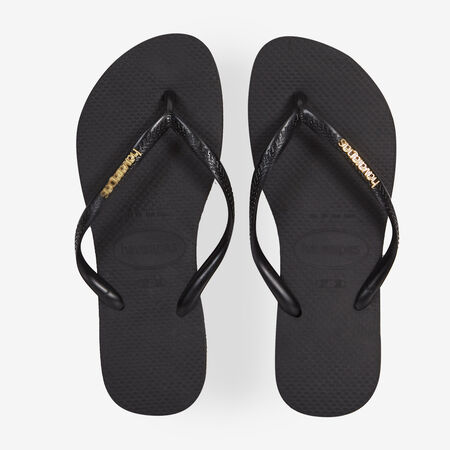 HAVAIANAS slim SLIM LOGO METALLIC ZWART DAMES
