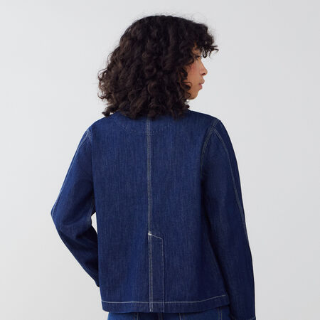 CONVERSE JACKET DENIM STITCHING BLAUW/WIT DAMES