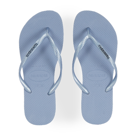 HAVAIANAS SLIM LOGO METALLIC BLAUW DAMES
