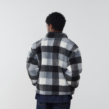 NIKE SWEAT HALF ZIP PLAID SHERPA ZWART/WIT HEREN
