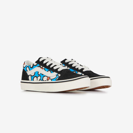 VANS OLD SKOOL FLOWERS ZWART/BLAUW KIND