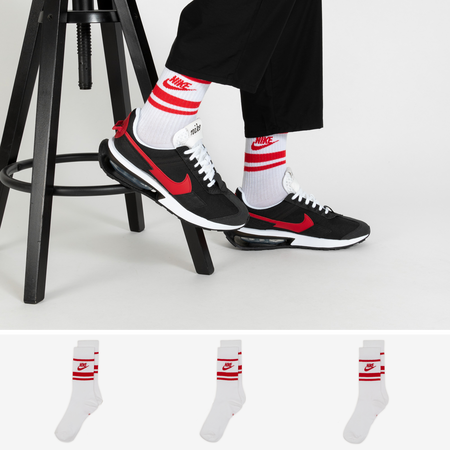 NIKE CHAUSSETTES X3 CREW STRIPE BLANC/ROUGE UNISEX
